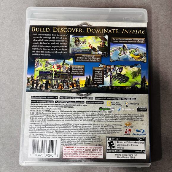 Sid Meier's Civilization Revolution (Sony PlayStation 3, PS3 2008) With Manual - Picture 2 of 4